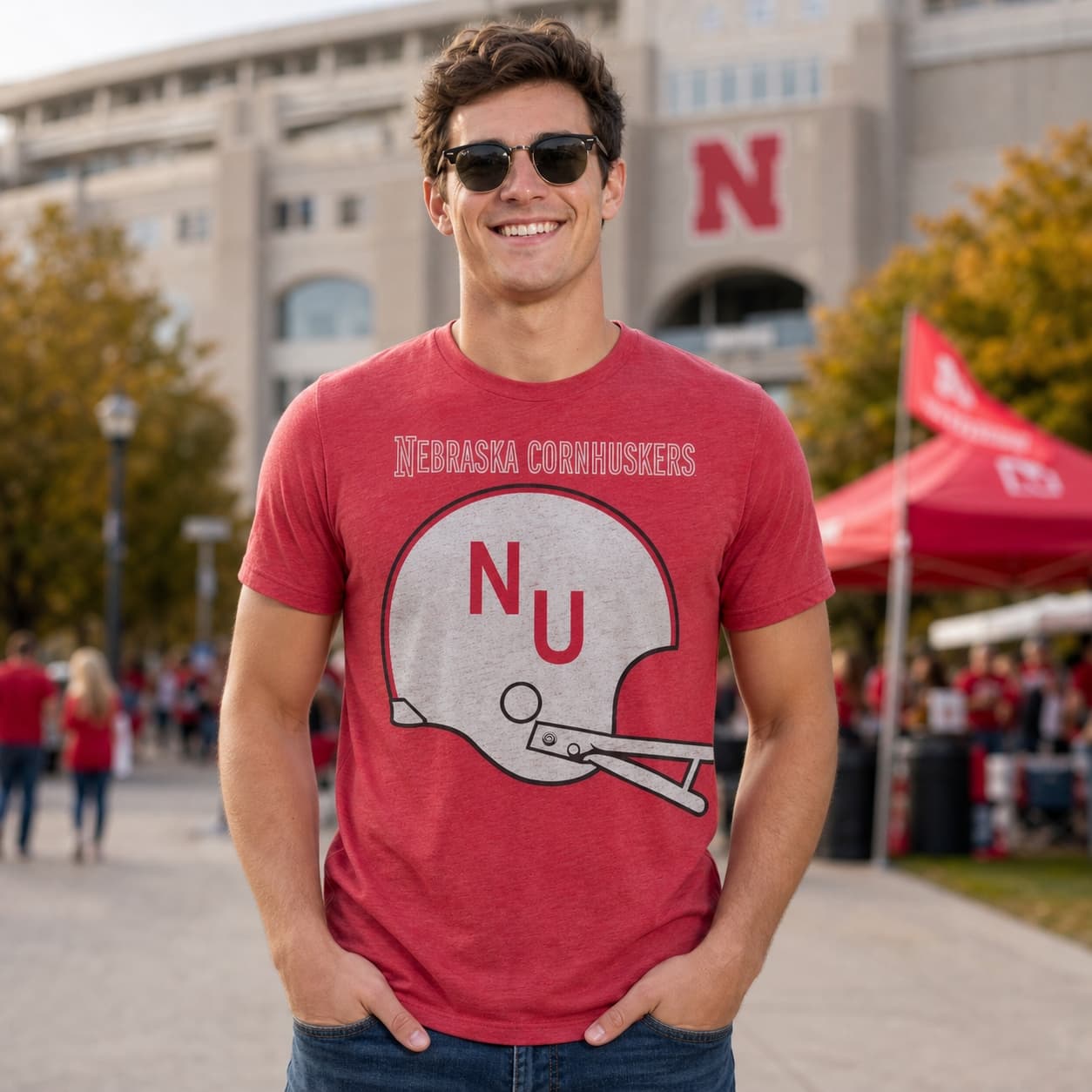 Nebraska Cornhuskers Retro Football Helmet 1967 Artwork Shirt