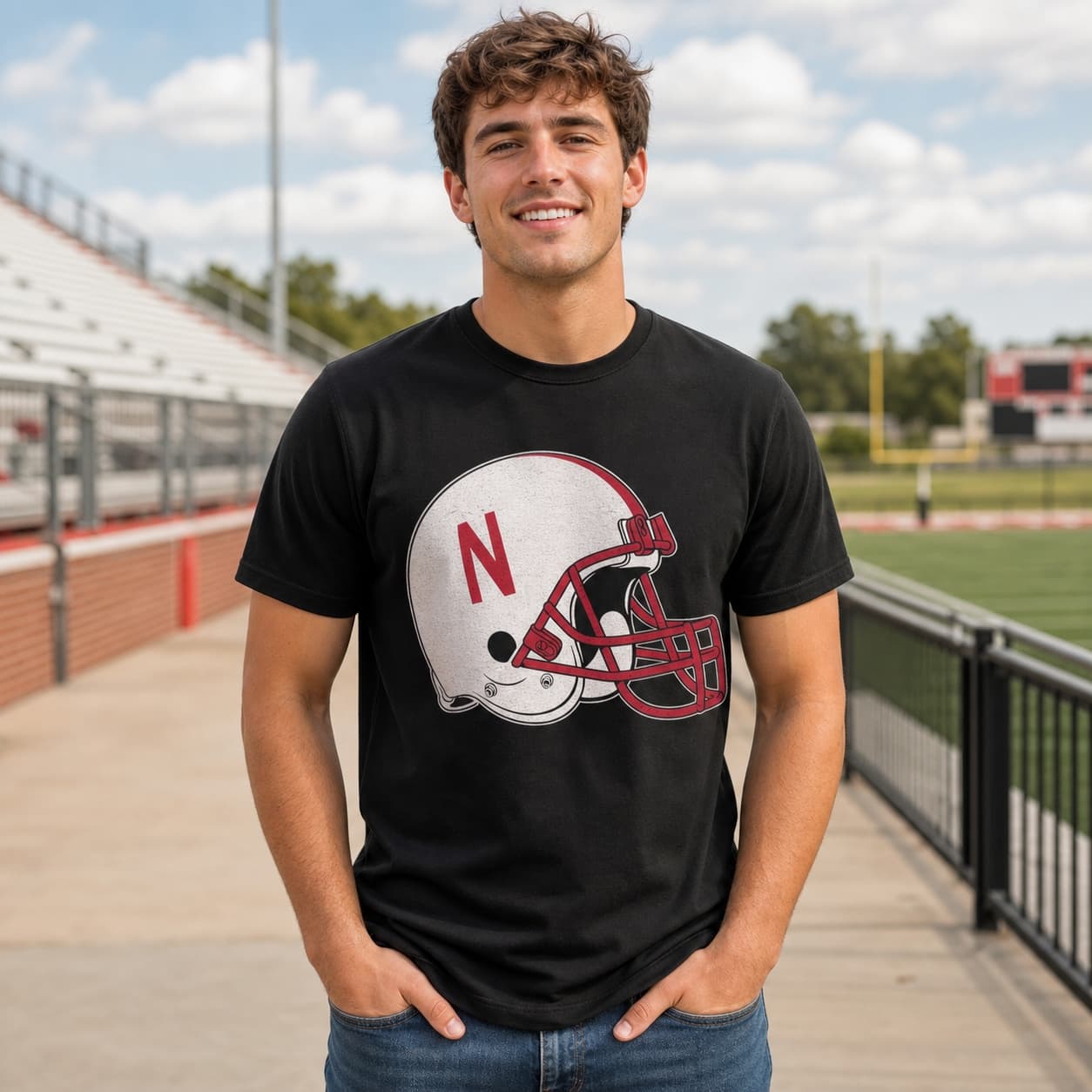 Nebraska Cornhuskers Retro Football Helmet 1982 Artwork Shirt