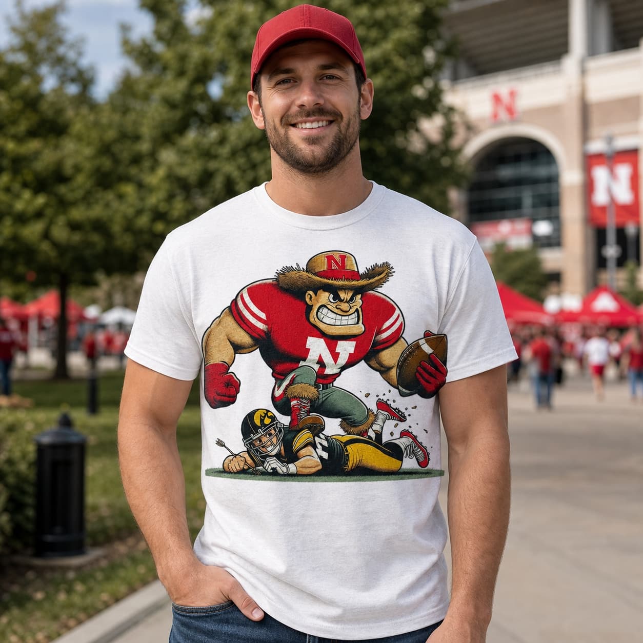 Nebraska Cornhuskers vs. Iowa Hawkeyes Retro Rivalry Football 1985 Artwork Shirt