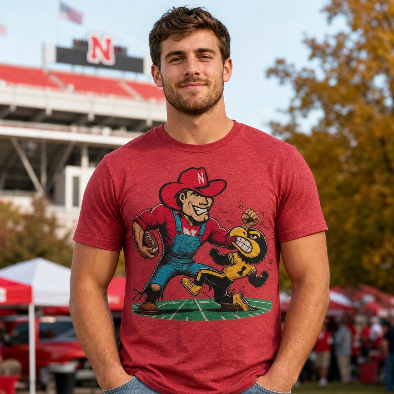 Nebraska Cornhuskers vs. Iowa Hawkeyes Retro Rivalry Football 1991 Artwork Shirt
