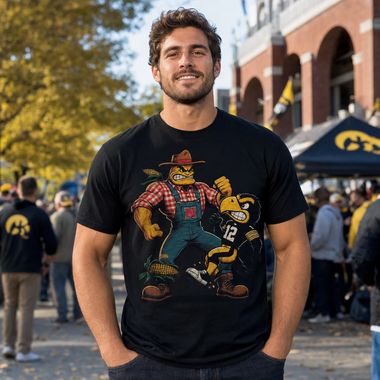 Nebraska Cornhuskers vs. Iowa Hawkeyes Retro Rivalry Football 1992 Artwork Shirt