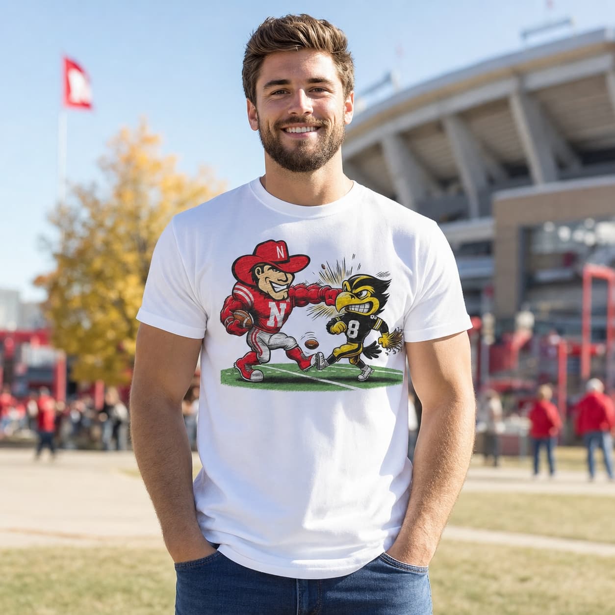 Nebraska Cornhuskers vs. Iowa Hawkeyes Retro Rivalry Football 1998 Artwork Shirt