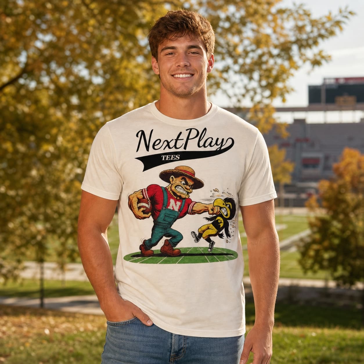 Nebraska Cornhuskers vs. Iowa Hawkeyes Retro Rivalry Football 1999 Artwork Shirt