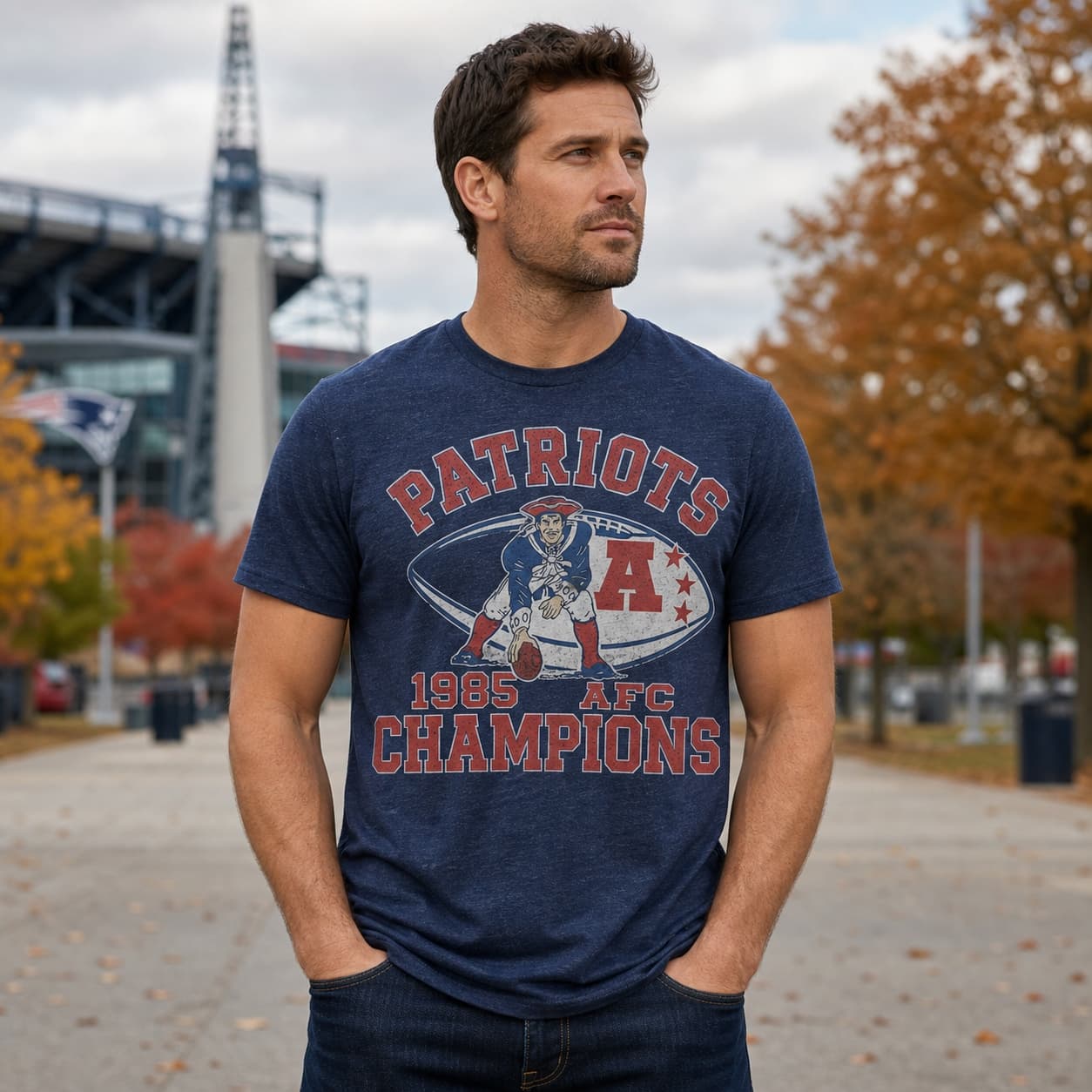 New England Patriots AFC Champions Retro Football 1985 Artwork Shirt
