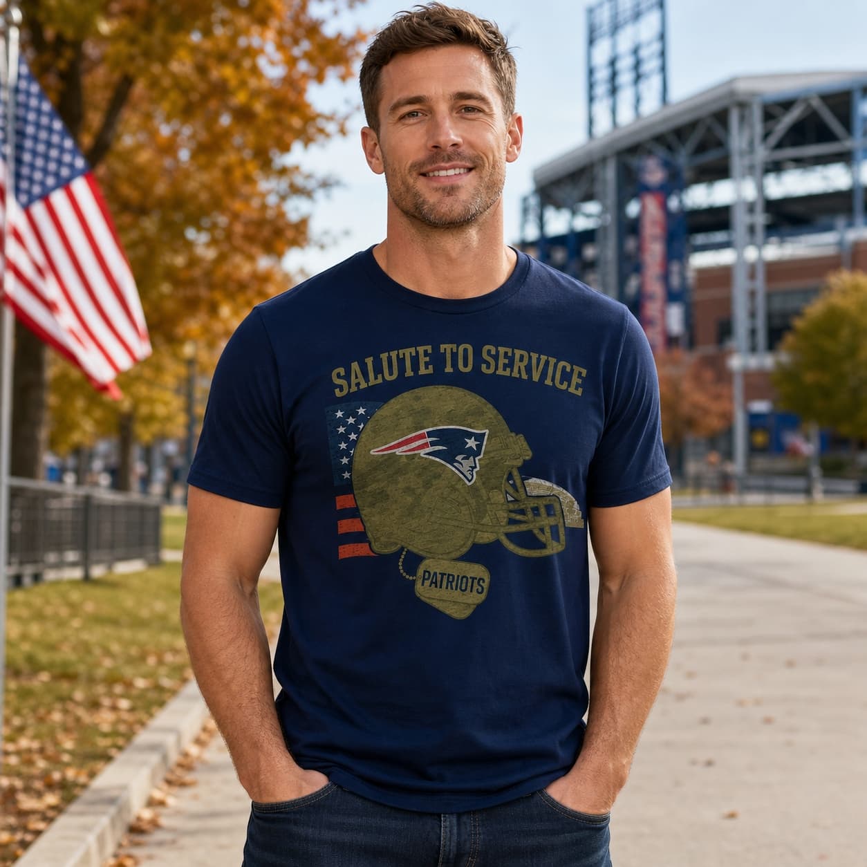 New England Patriots Exclusive Retro Football Service Salute Artwork Shirt