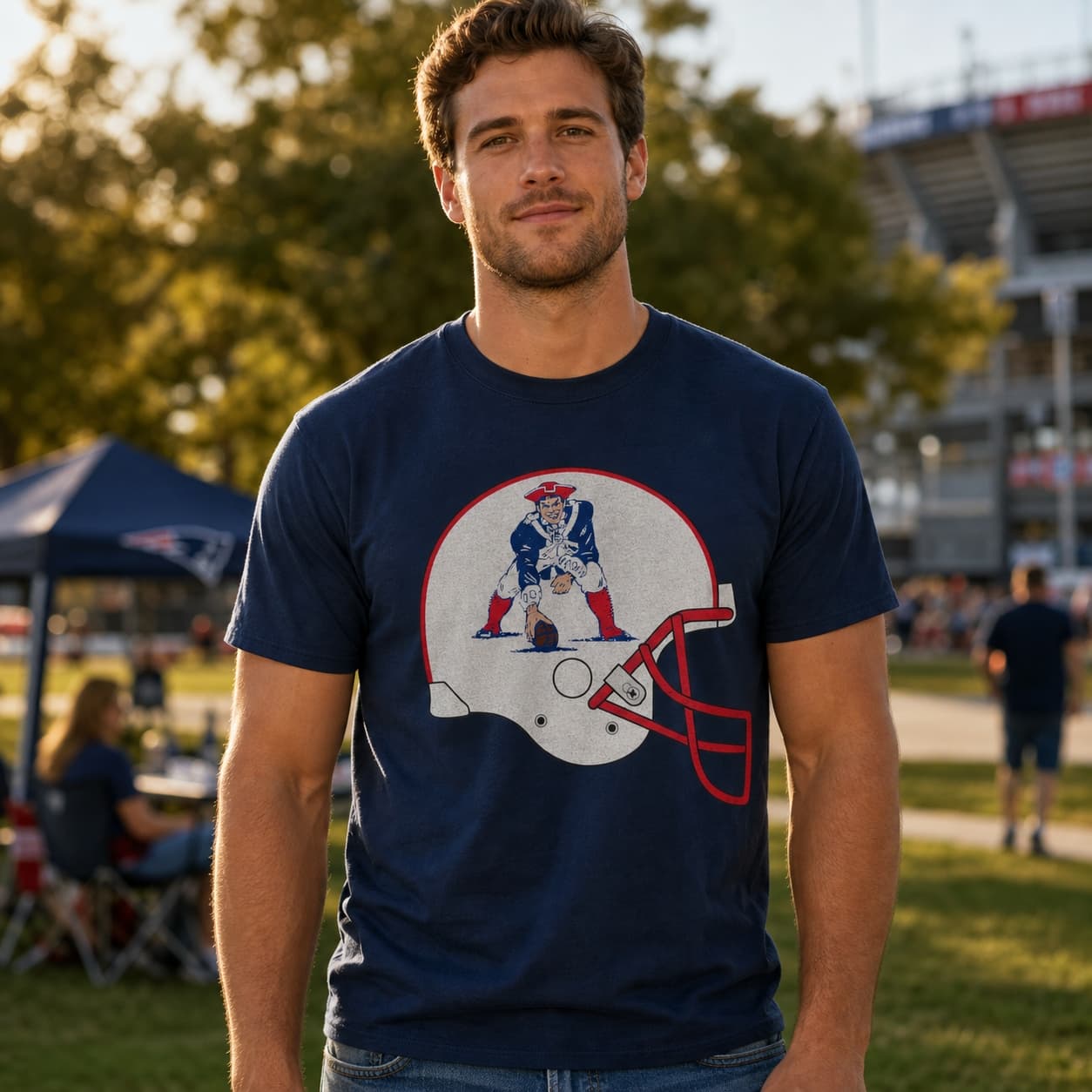 New England Patriots Retro Football 1974 Artwork Heather T-Shirt
