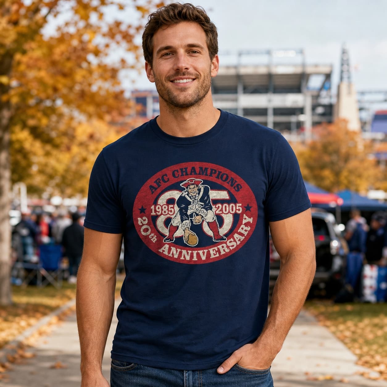 New England Patriots Retro Football AFC Championship Artwork Shirt