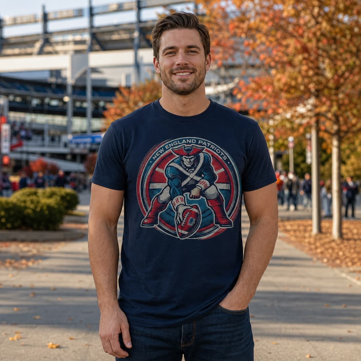 New England Patriots Retro Football Circle Artwork Shirt