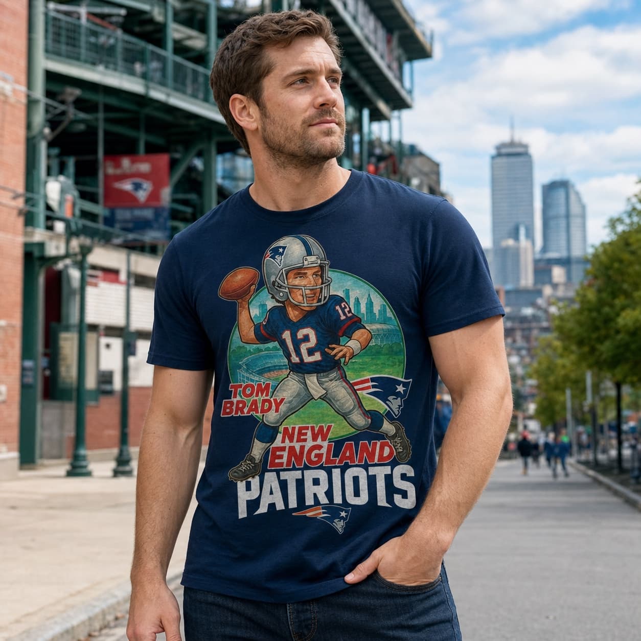 New England Patriots Tom Brady Exclusive Retro Football City Artwork Shirt