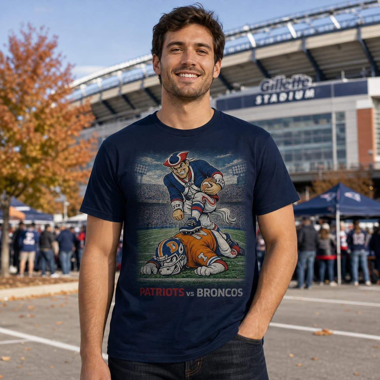 New England Patriots vs. Denver Broncos Rivals Football T-Shirt