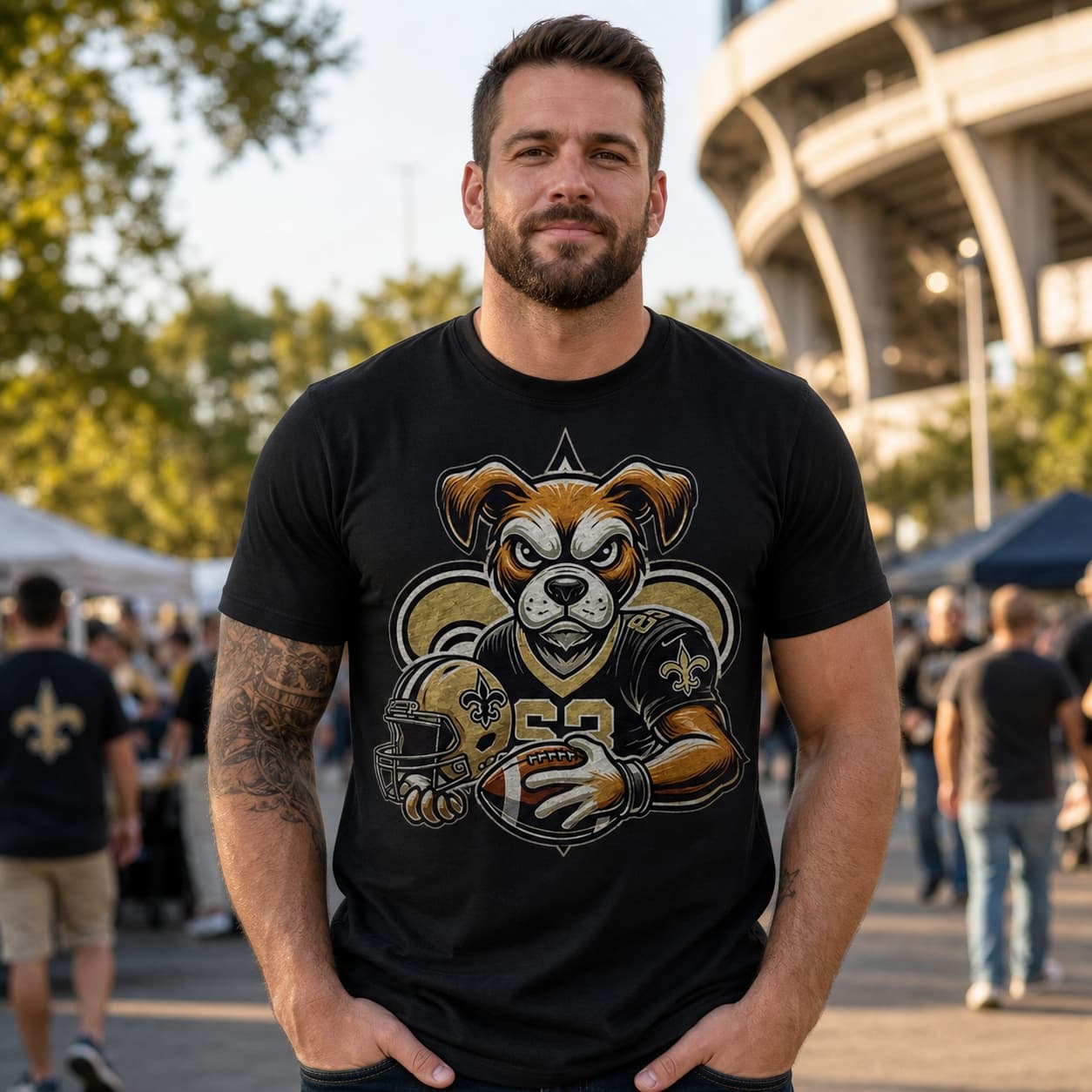 New Orleans Saints Exclusive Retro Football Helmet Mascot Artwork Shirt