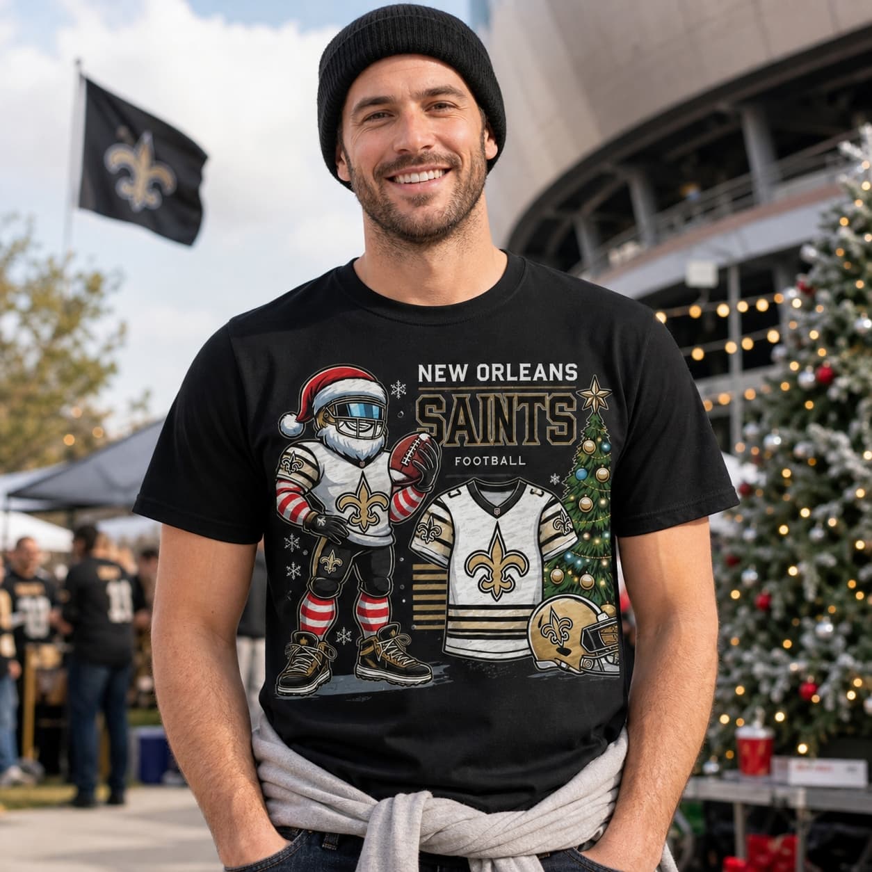 New Orleans Saints Holiday Exclusive Retro Football Artwork Shirt