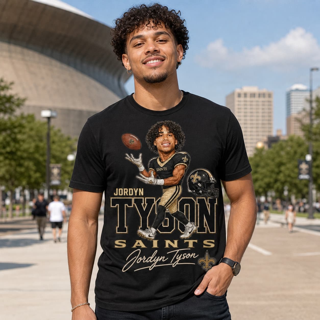 New Orleans Saints Jordyn Tyson Draft Football T-Shirt