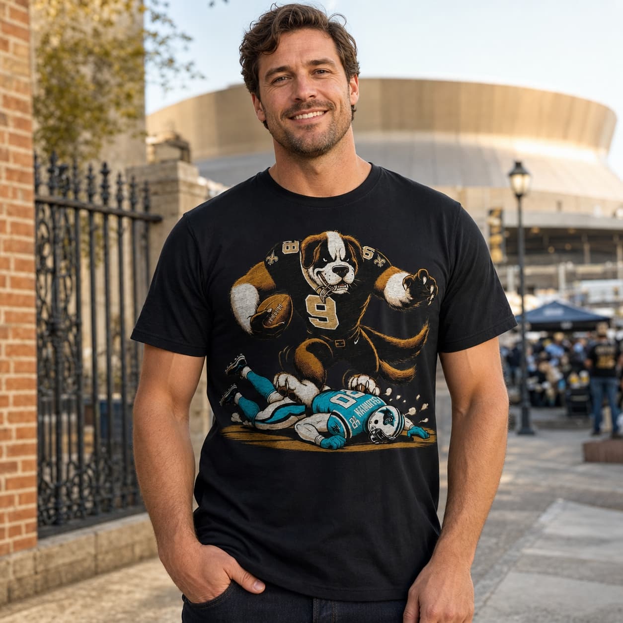 New Orleans Saints vs. Carolina Panthers Retro Rivalry Football Gumbo Artwork Shirt