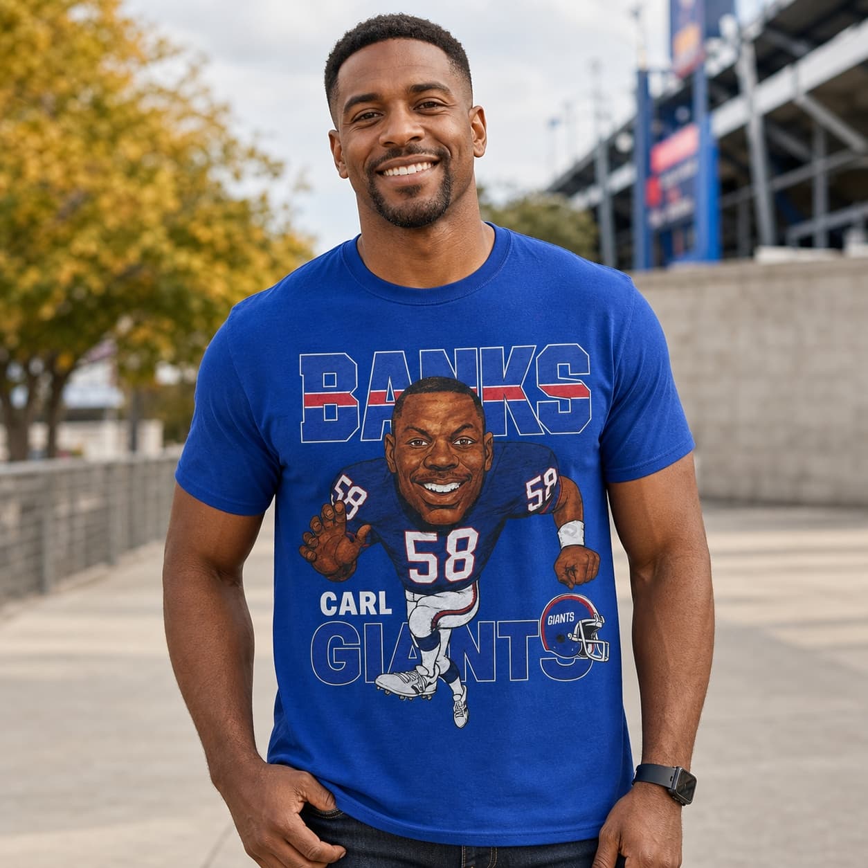 New York Giants Carl Banks Exclusive Retro Football 1987 Artwork Shirt