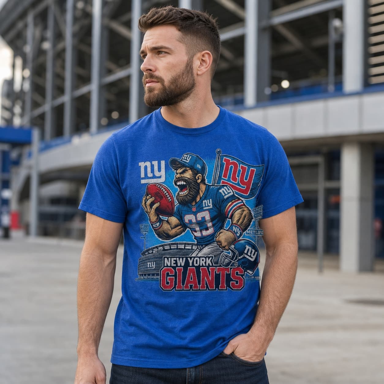 New York Giants Exclusive Retro Football Artwork Shirt
