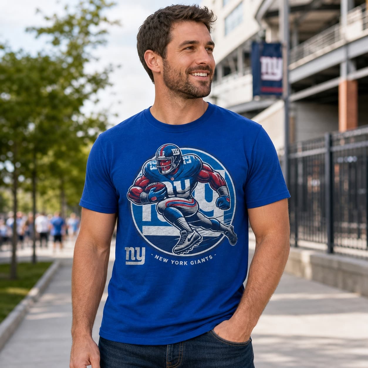 New York Giants Exclusive Retro Football Circle Artwork Shirt