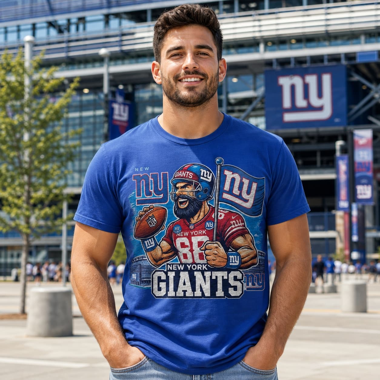 New York Giants Exclusive Retro Football Mascot Artwork Shirt
