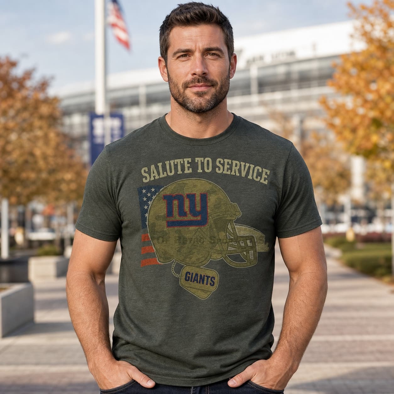 New York Giants Exclusive Retro Football Service Salute Artwork Shirt