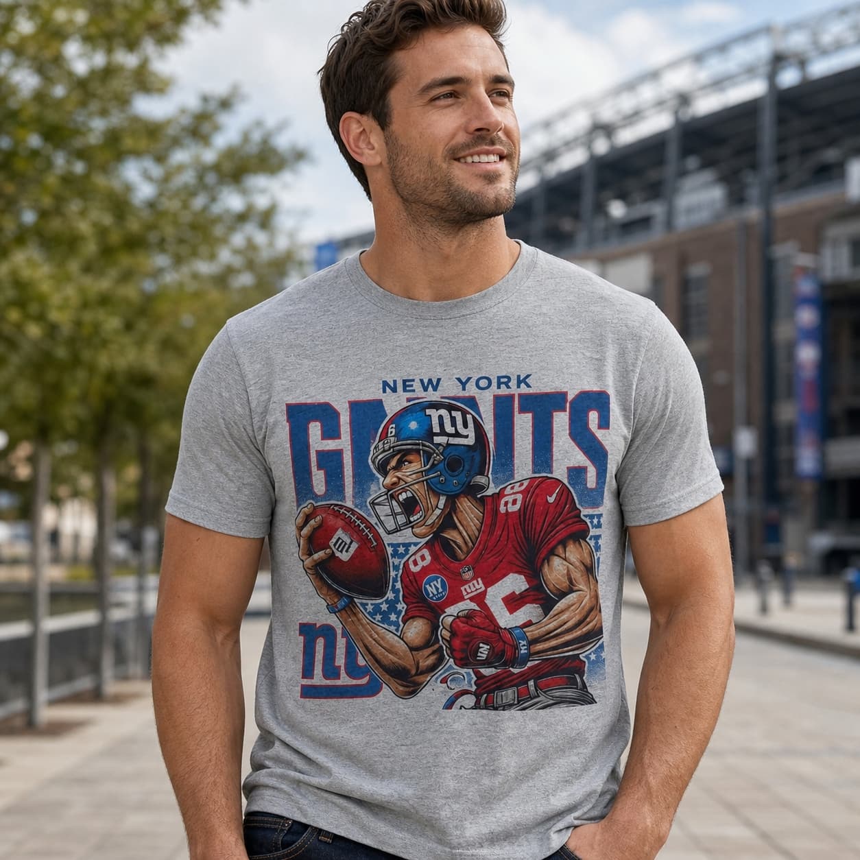 New York Giants Exclusive Retro Football Touchdown Artwork Shirt