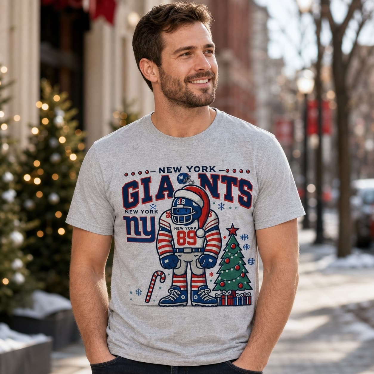 New York Giants Holiday Santa Exclusive Retro Football Artwork Shirt