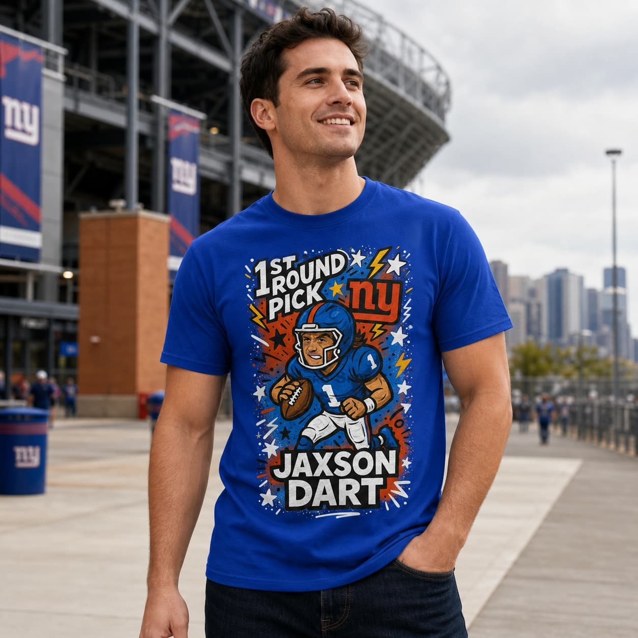 New York Giants Jaxson Dart First Round Draft Exclusive Graffiti Football Artwork Shirt