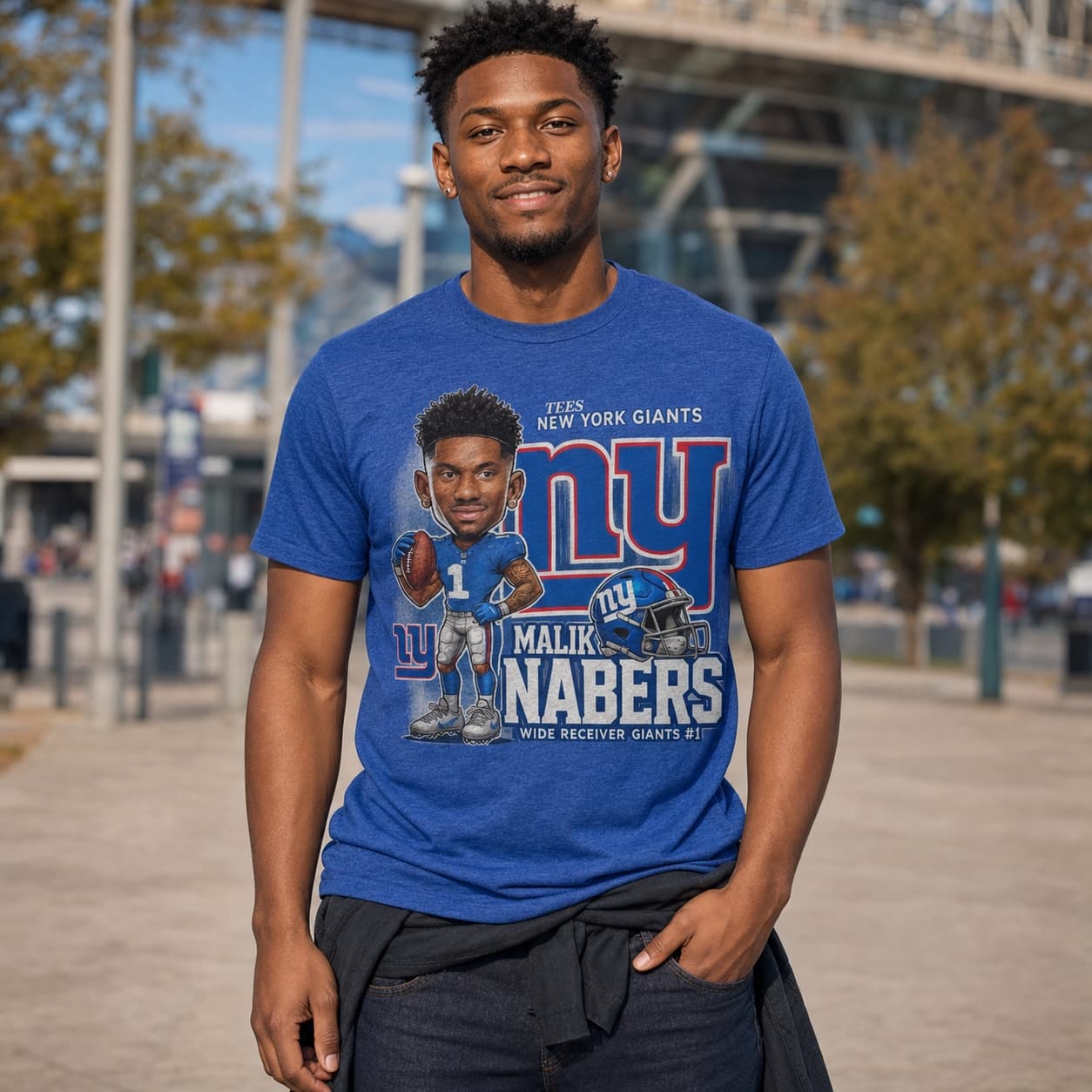 New York Giants Malik Nabers Exclusive Retro Football Artwork Shirt