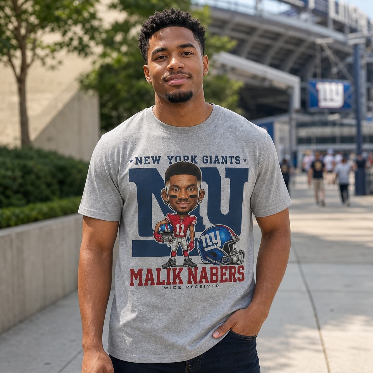 New York Giants Malik Nabers WR Exclusive Retro Football Artwork Shirt
