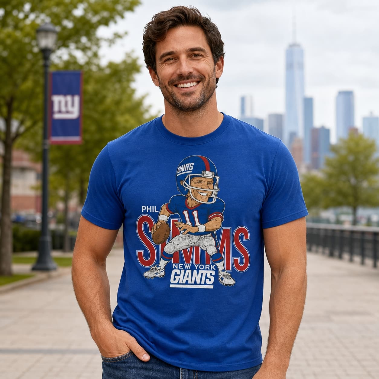 New York Giants Phil Simms Retro Football 1987 Artwork Shirt