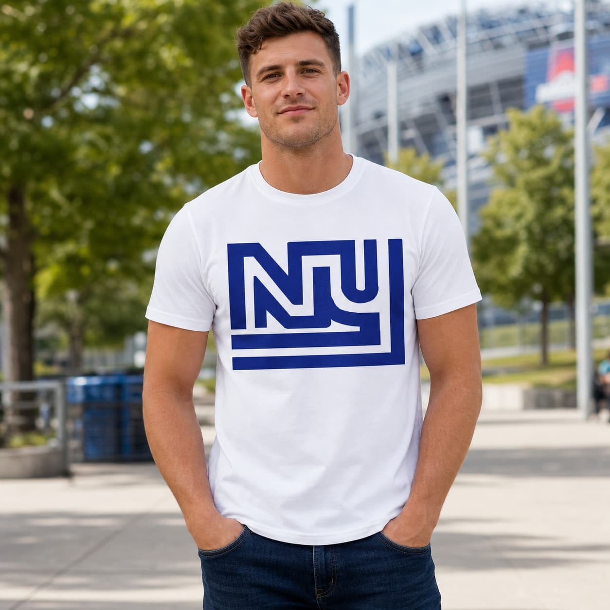 New York Giants Retro Football 1975 Artwork Heather T-Shirt