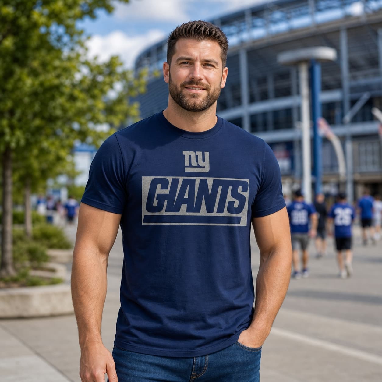 New York Giants Retro Football 1976 Artwork Heather T-Shirt