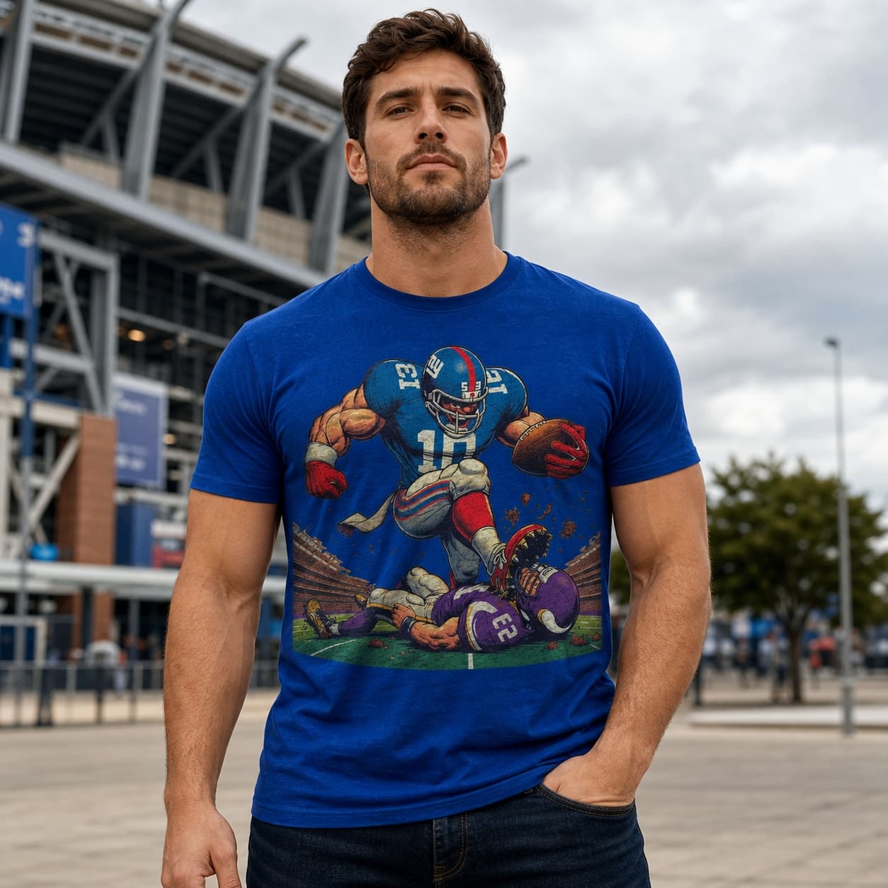 New York Giants vs. Minnesota Vikings Retro Rivalry Football Crushing Artwork Shirt