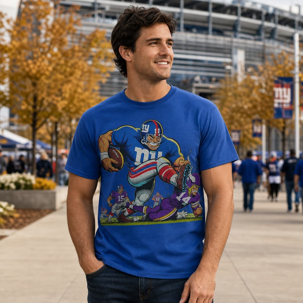 New York Giants vs. Minnesota Vikings Retro Rivalry Football Giant Artwork Shirt