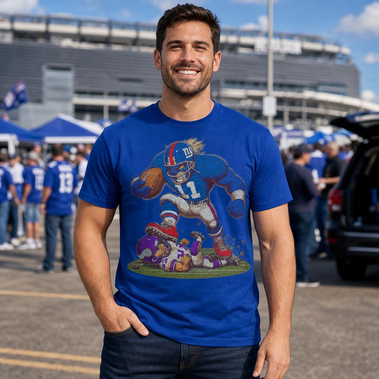 New York Giants vs. Minnesota Vikings Retro Rivalry Football Stomping Artwork Shirt