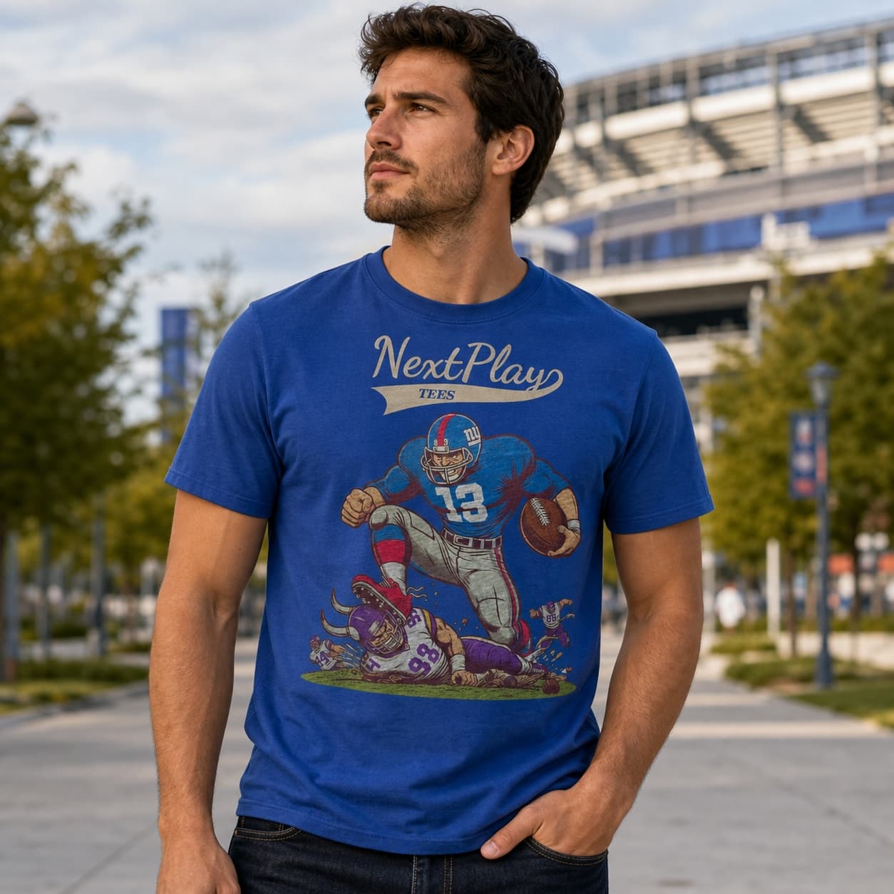 New York Giants vs. Minnesota Vikings Retro Rivalry Football TD Mascot Artwork Shirt