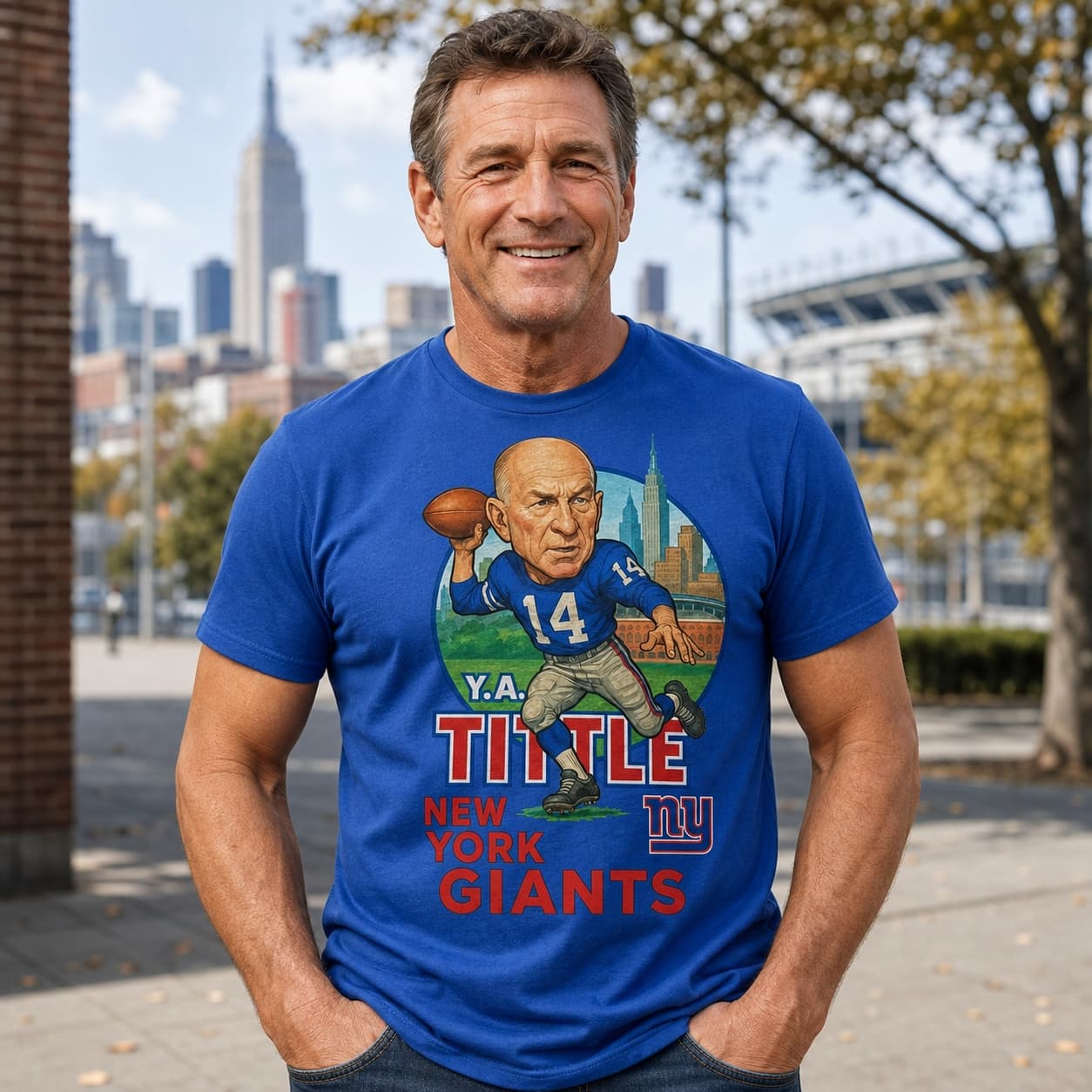 New York Giants Y.A. Tittle Exclusive Retro Football City Artwork Shirt