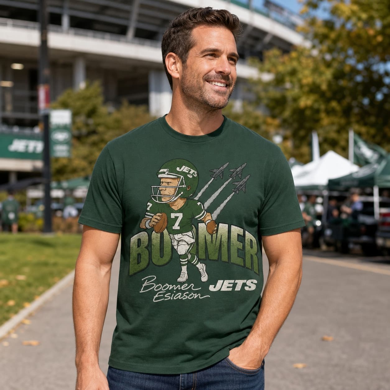 New York Jets Boomer Esiason Retro Football 1993 Artwork Shirt