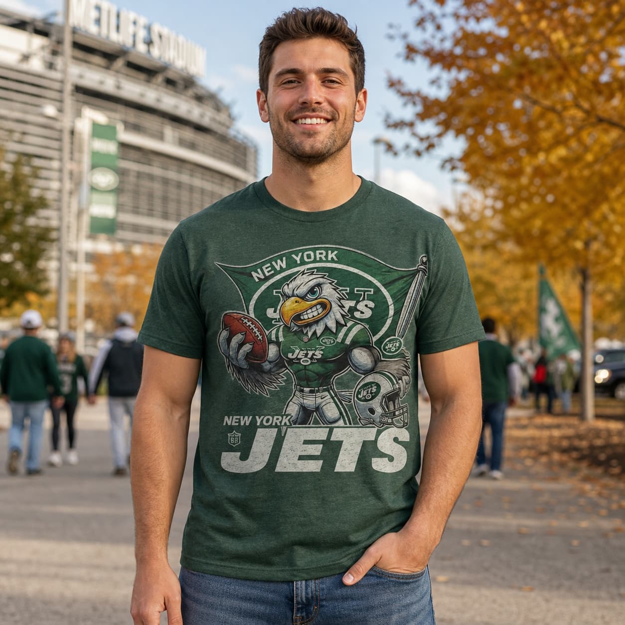 New York Jets Exclusive Retro Football Flag Artwork Shirt