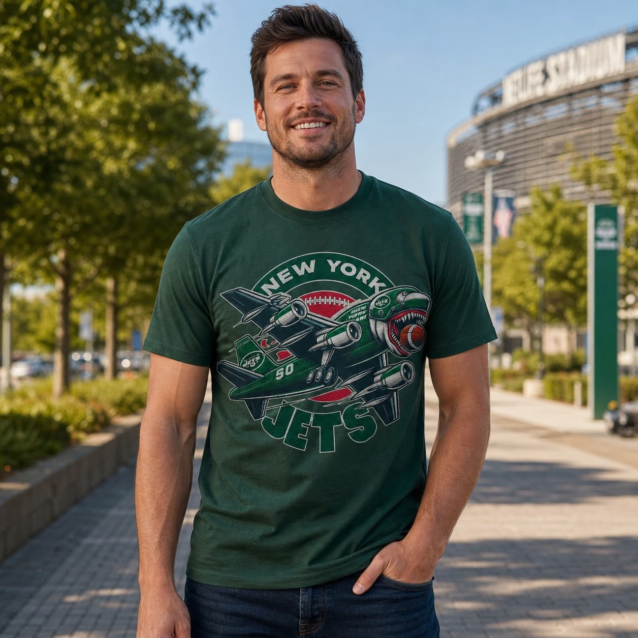 New York Jets Retro Football Mascot Artwork Shirt
