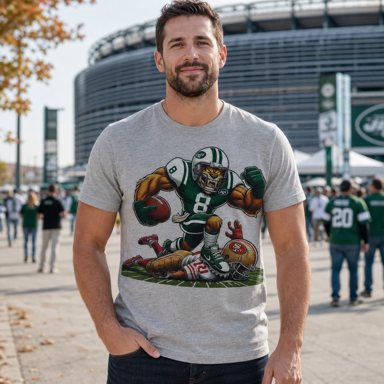 New York Jets vs. San Francisco 49ers Retro Rivalry Football Mascot Artwork Shirt