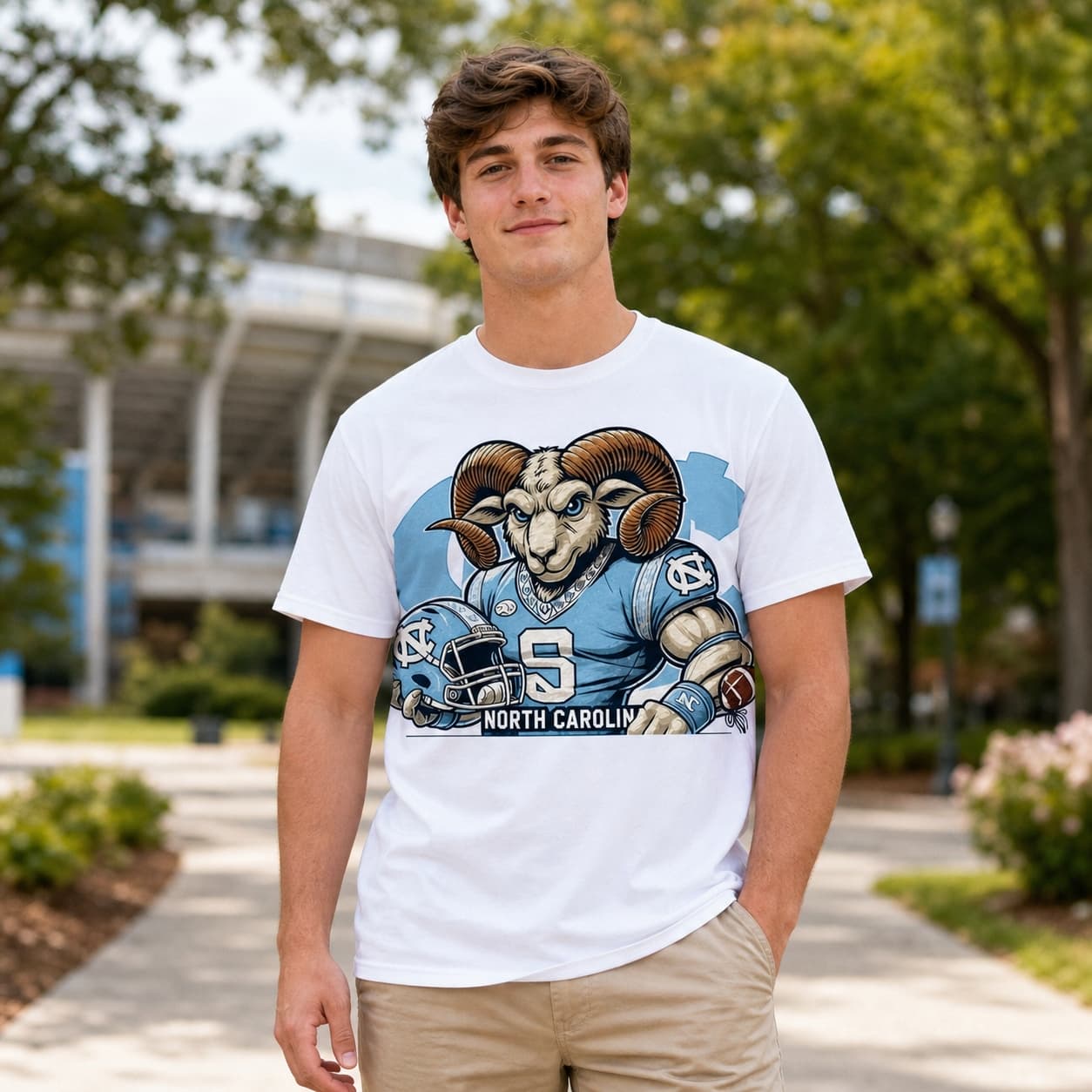 North Carolina Tar Heels Exclusive Retro Football Helmet Artwork Shirt
