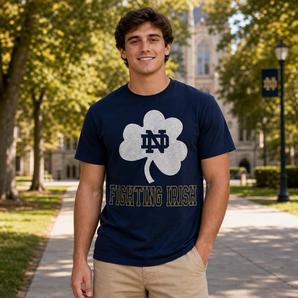 Notre Dame Fighting Irish Clover Exclusive Retro Football 1986 Artwork Shirt