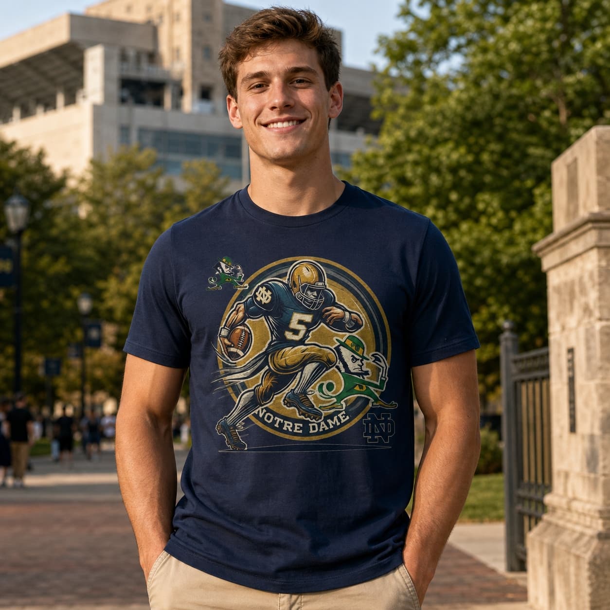 Notre Dame Fighting Irish Exclusive Retro Football Circle Artwork Shirt