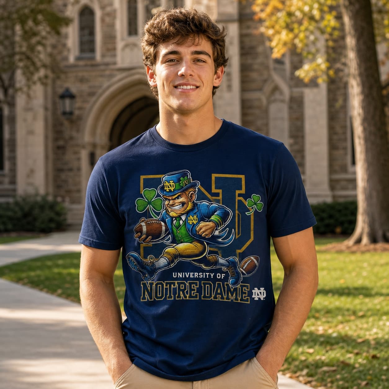 Notre Dame Fighting Irish Exclusive Retro Football TD Run Artwork Shirt