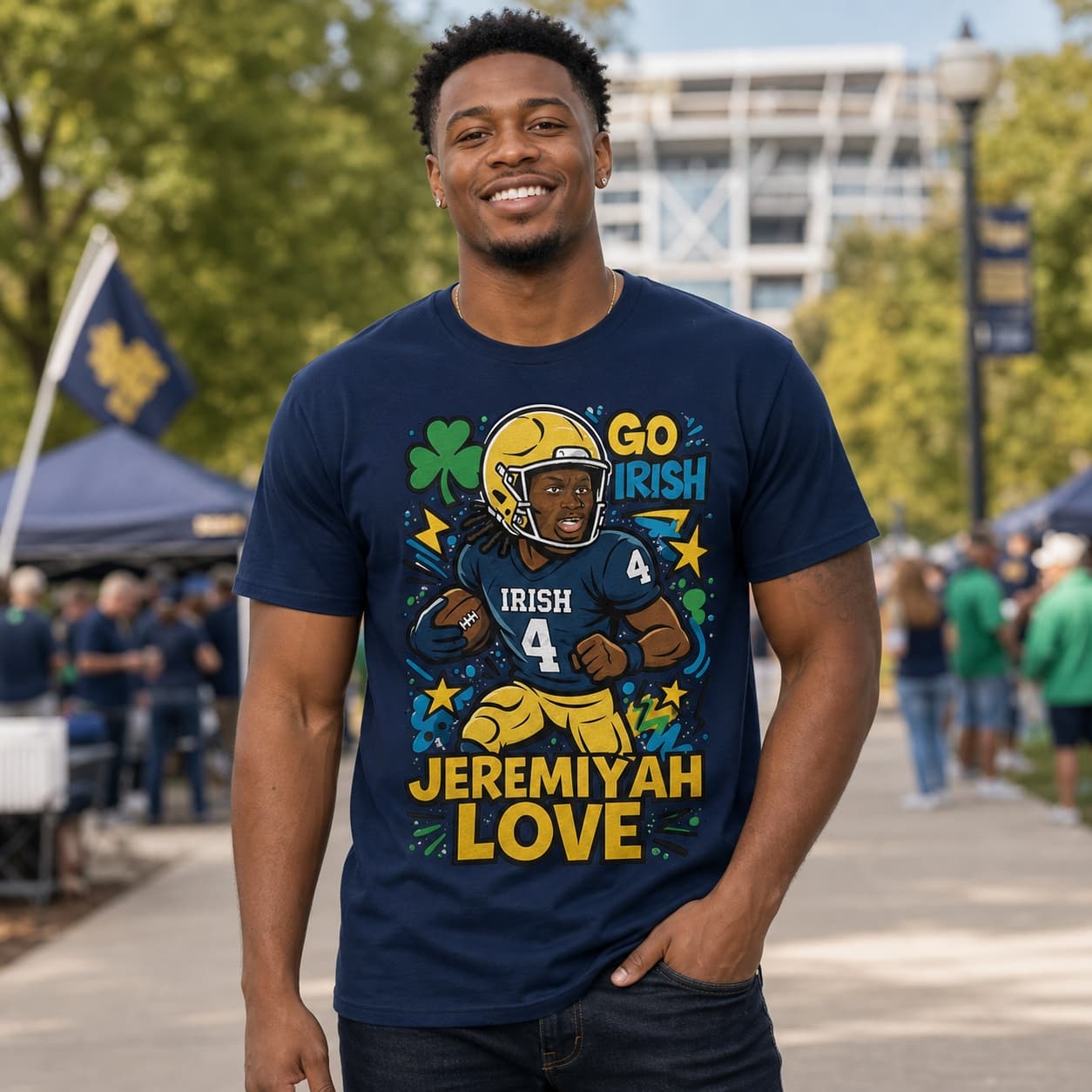 Notre Dame Fighting Irish Jeremiyah Love Exclusive Caricature Football Artwork Shirt