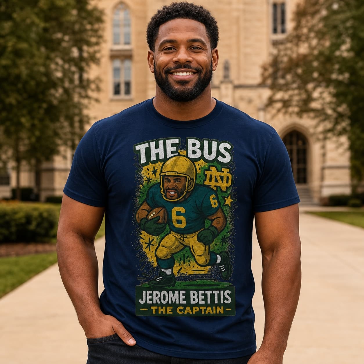 Notre Dame Fighting Irish Jerome Bettis Graffiti Retro Football Artwork Shirt