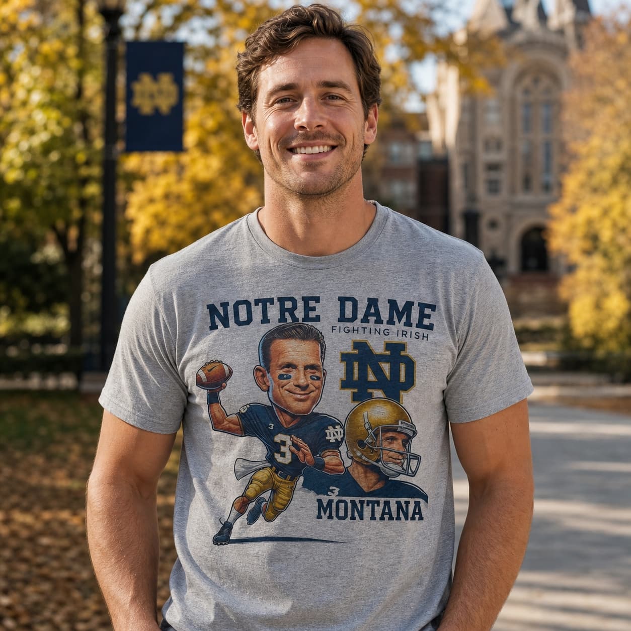 Notre Dame Fighting Irish Joe Montana Exclusive Retro Football 1977 Artwork Shirt