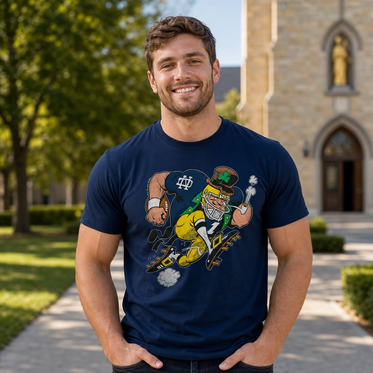 Notre Dame Fighting Irish Mascot Exclusive Retro Football 1991 Artwork Shirt