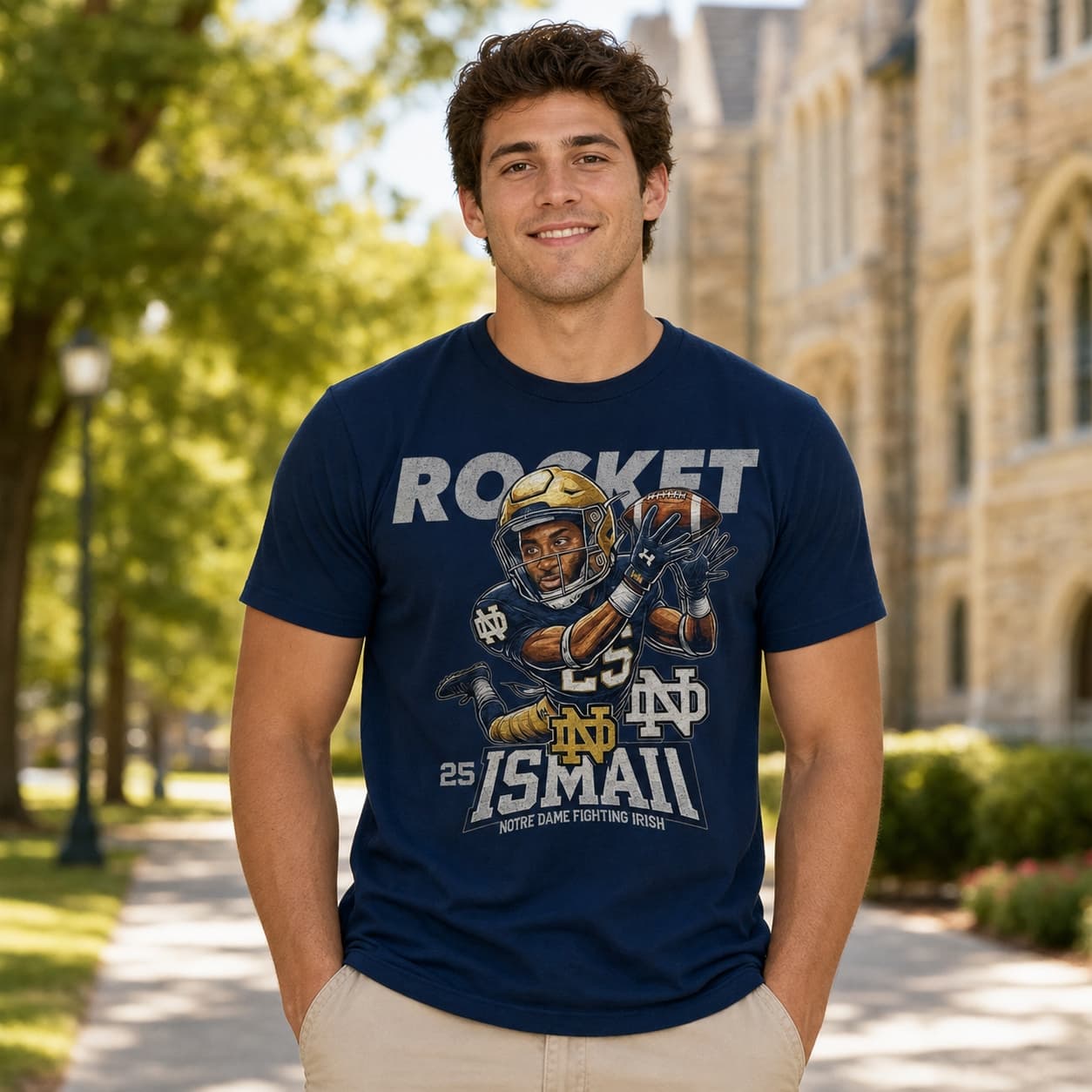 Notre Dame Fighting Irish Raghib Rocket Ismail Exclusive Retro Football 1988 Artwork Shirt