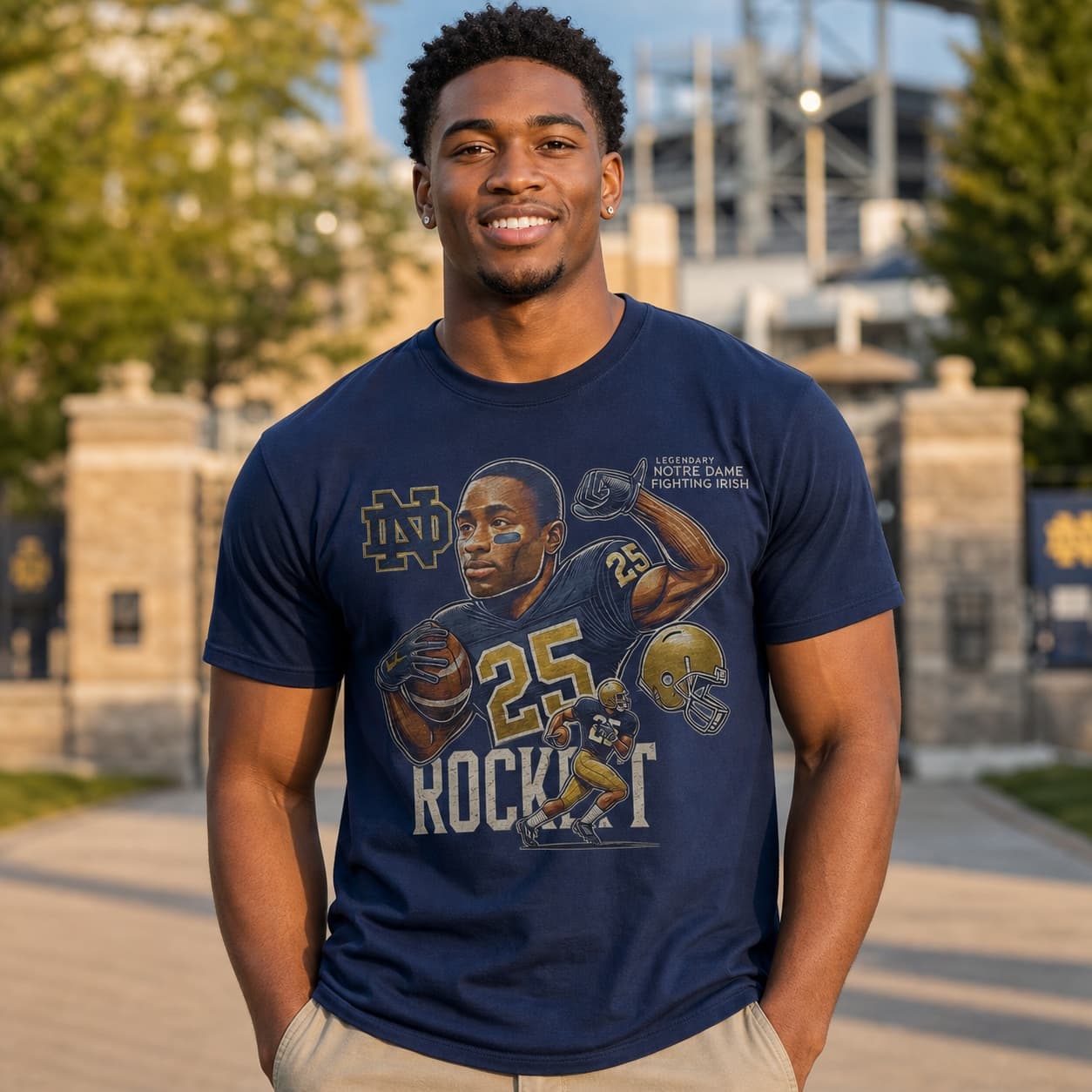 Notre Dame Fighting Irish Raghib Rocket Ismail Exclusive Retro Football 1989 Artwork Shirt